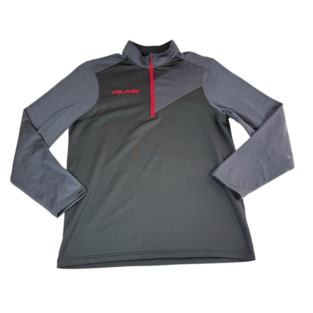 Polaris Men's Tech Quarter-Zip Pull Over Size Large Black Red Off Road 4X4